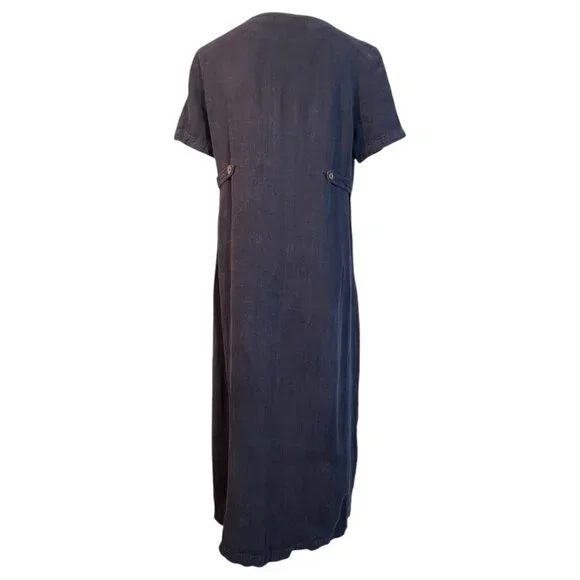 VTG Carole Little Linen Floral Embroidered Maxi Dress Short Sleeve 10 Petite - Picture 4 of 11